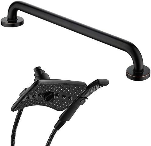 BRIGHT SHOWERS Dual Shower Head Combo Set with Handheld and Grab Bar