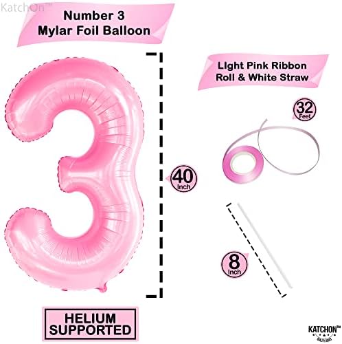 KatchOn Light Pink Number 3 Balloon Pack of 2 40 Inch