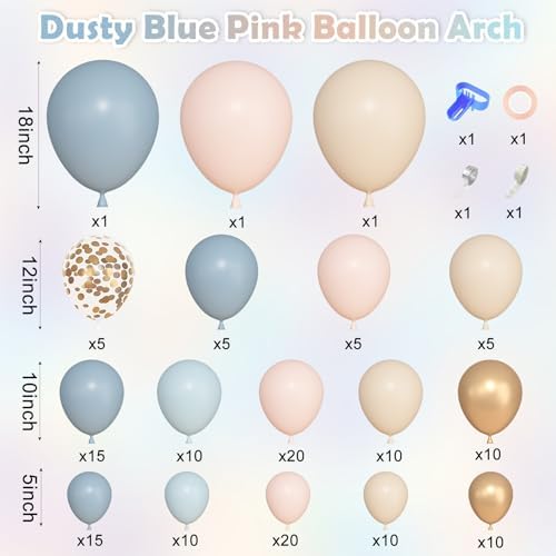 Ouddy Life 157 Pcs Gender Reveal Balloons Arch Kit
