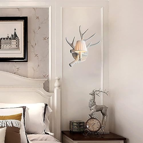 KADELONG Deer Antler Wall Sconce with Fabric Shade