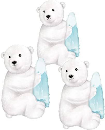 CYMYLAR Polar Bear Balloons 35 Inch 3pcs for Animal Theme Parties