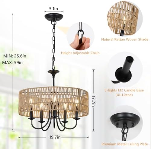 Modern Farmhouse Chandelier with 5 Lights