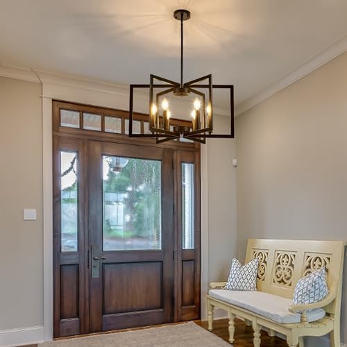 Modern Farmhouse 6-Light Black Chandelier for Dining Room and Entryway