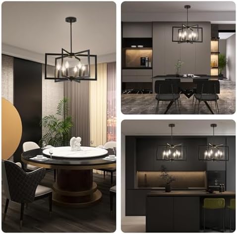 Black Chandelier Dining Room Modern Industrial Metal Lighting Fixture