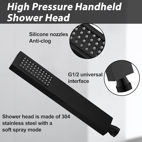 8 Rain Shower Head Combo with Matte Black Finish