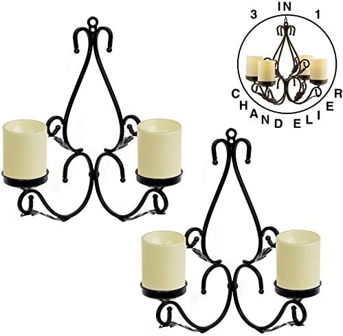 3 in 1 Chandelier with Remote and 4 LED Candles Black