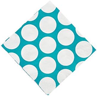 Turquoise Large Polka Dot Beverage Napkins 16pc
