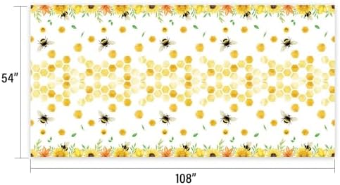 WERNNSAI Bee Tablecloth 2 Pack 108x54 Yellow Party Decor