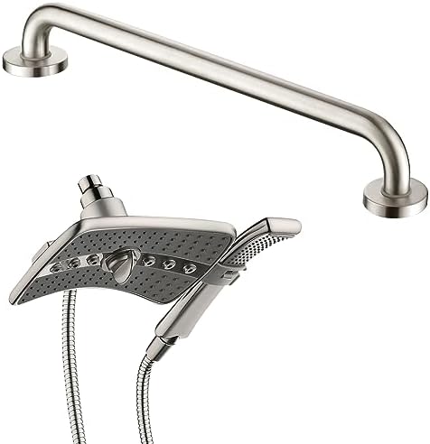 Bright Showers Dual Shower Head Combo with Handheld and 24-Inch Grab Bar