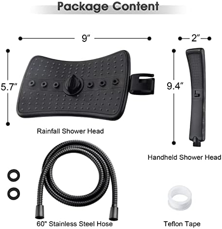 BRIGHT SHOWERS Dual Shower Head Combo Set with Handheld and Grab Bar