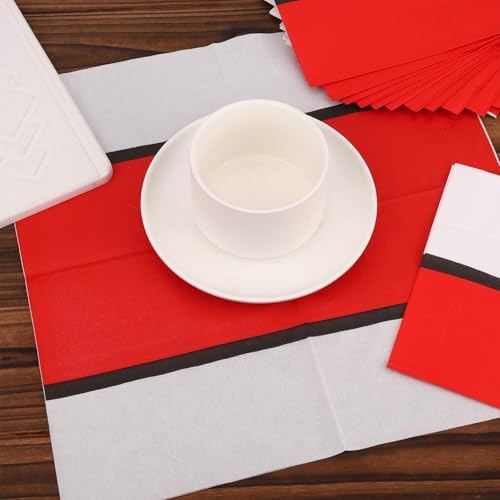 60pcs Cartoon Napkins with Red White Design