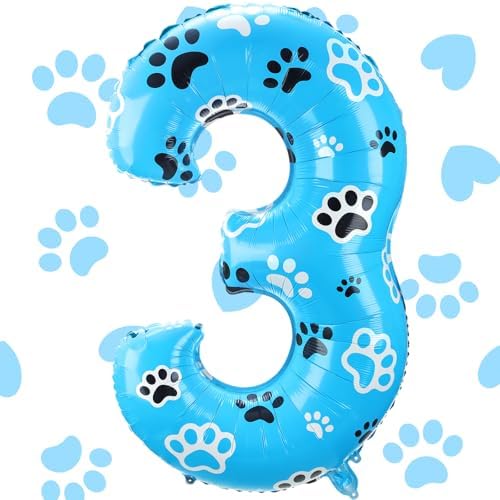 Hungdao 40 Inch Blue Dog Paw Number Balloon