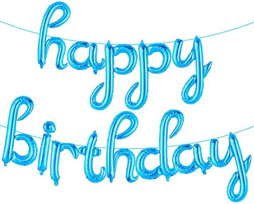 KatchOn Big Blue Number 2 Balloon with Happy Birthday Banner - Pack of 2