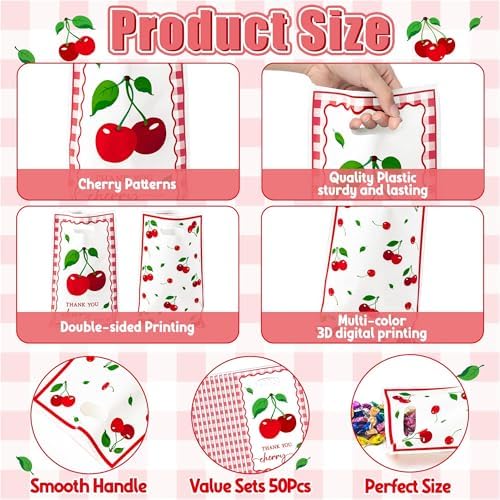 Cherry Party Favor Bags - 50Pcs Red Sweet Cherry Goody Treat Gifts