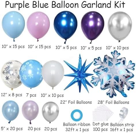 133 Pcs Ice Snow Themed Balloon Arch Kit