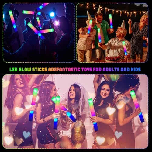 LifBetter 70 Pcs Foam Glow Sticks with 3 Modes