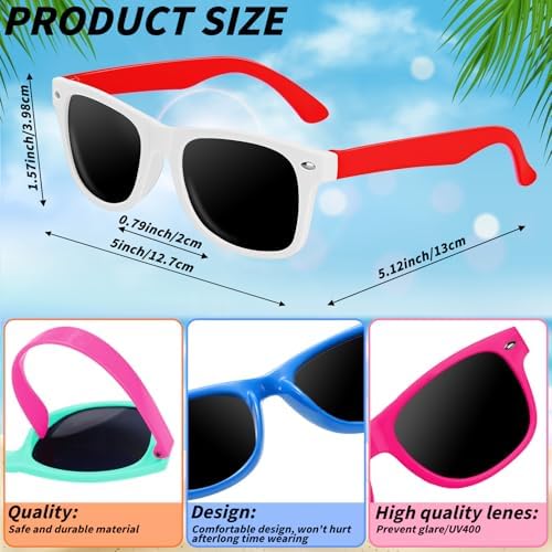 Kids Neon Sunglasses Bulk - 48 Pieces Summer Beach Party Glasses