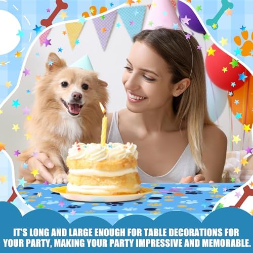 2 Pack Blue Dog Paw Print Tablecloth 54x108 Inch