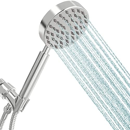 All Metal Shower Head with 6 Ft Hose and Adjustable Bracket