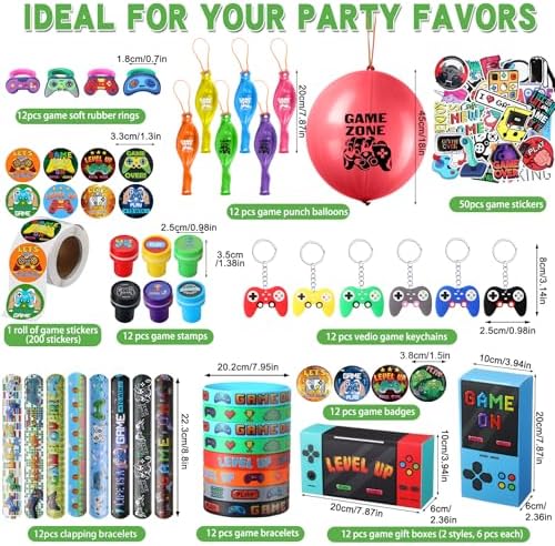 HyDren 147 Pcs Video Game Party Favors Set