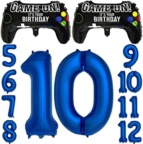 Navy Blue Game On Balloon Set Boys 10th Birthday Decorations