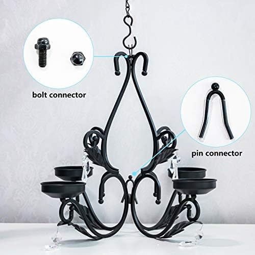 3 in 1 Chandelier with Remote and 4 LED Candles Black