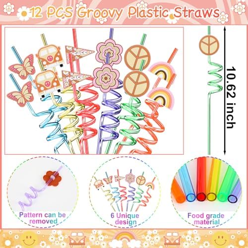 Groovy Party Favors 72 PCS Retro Boho Decor Set
