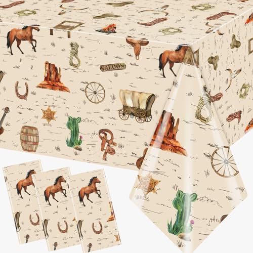 Western Cowboy Party Tablecloth Set 3 Pcs