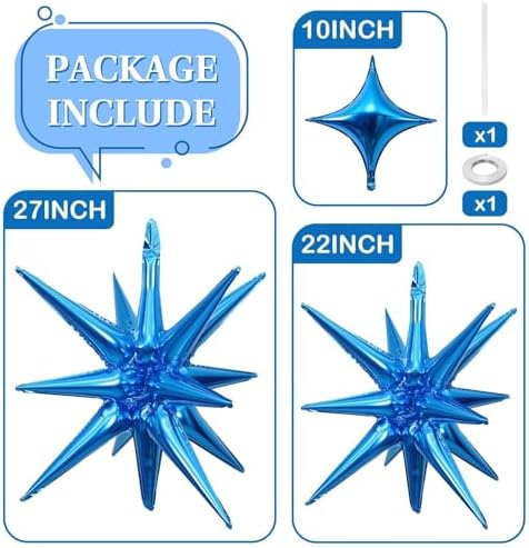 Blue Star Balloons 12 Pack for Birthday Party Decor