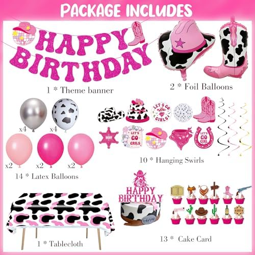 ITHKIRHO Cowgirl Party Decorations 41 Pcs