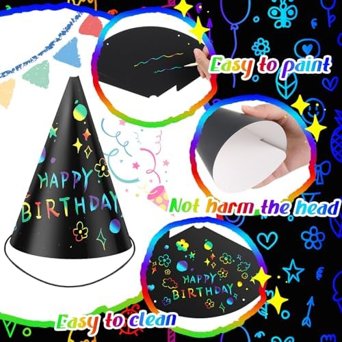 Lewtemi 108 Pcs DIY Scratch Party Hats Set