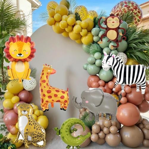 Safari Balloons Set with Animals for Birthday Party Decor