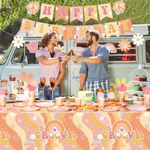 Geyee 173 Pcs Groovy Party Supplies Serves 24