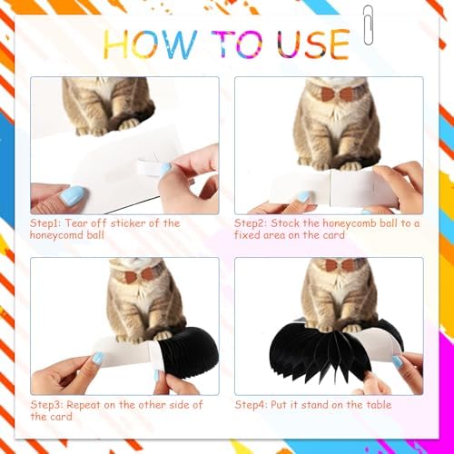 8Pcs Cat Honeycomb Centerpieces 3D Table Toppers