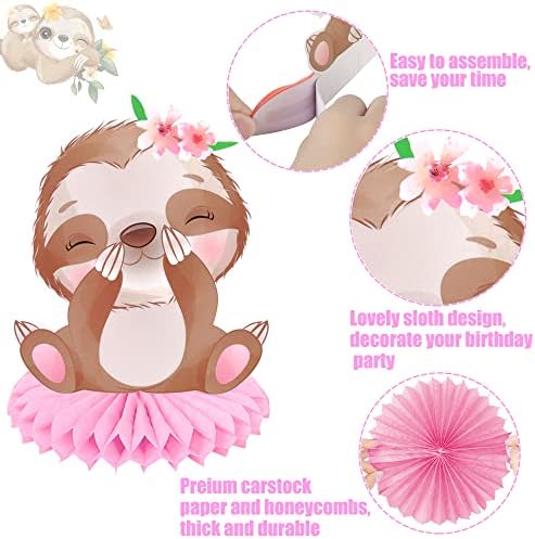 9pcs Sloth Honeycomb Centerpieces for Birthday Party Decor