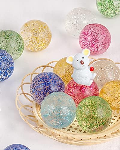 Pllieay 24pcs Glitter Bouncy Balls for Kids