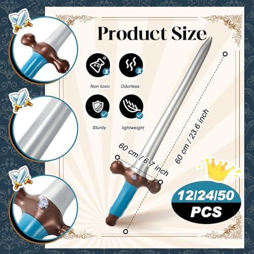 Outus 12 Pcs Inflatable Pirate Swords 24 Inch