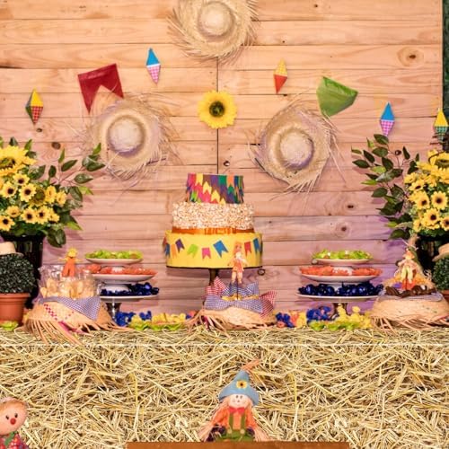 4Pcs Straw Tablecovers Western Farm Theme Party Decorations