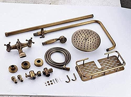Antique Brass Showers Head with Storage Basket and Swivel Spout