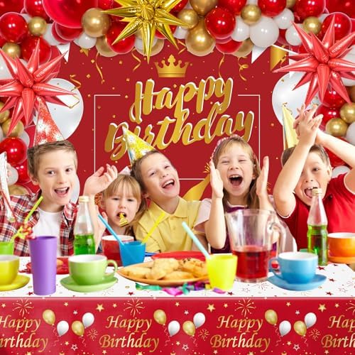 Red and Gold Birthday Decorations Kit
