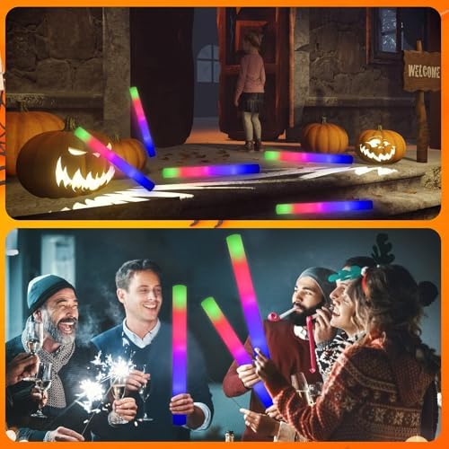 LifBetter 70 Pcs Foam Glow Sticks with 3 Modes