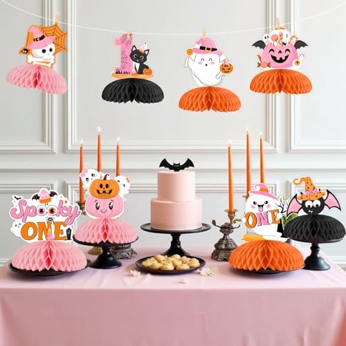 Cheereveal 8Pcs Halloween Birthday Honeycomb Centerpieces for Girls