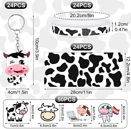 Chunful 148 Pcs Cow Party Favors with Keychains and Stickers