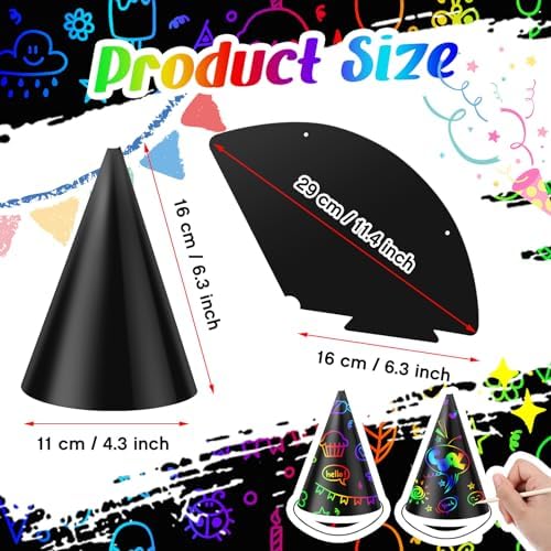 Lewtemi 108 Pcs DIY Scratch Party Hats Set
