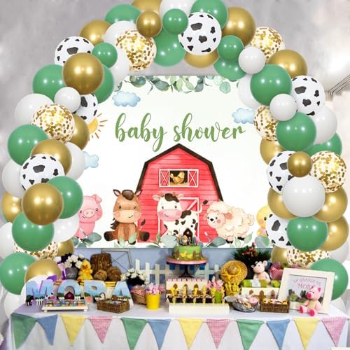 Sage Green Farm Animal Baby Shower Decorations