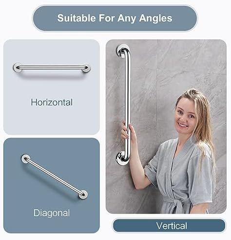 BRIGHT SHOWERS Handheld and Fixed Shower Head Combo with 24-Inch Grab Bar