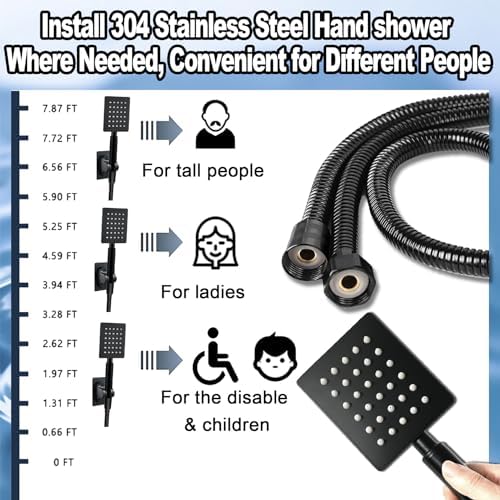 Black Shower Head and Handle Set All Metal
