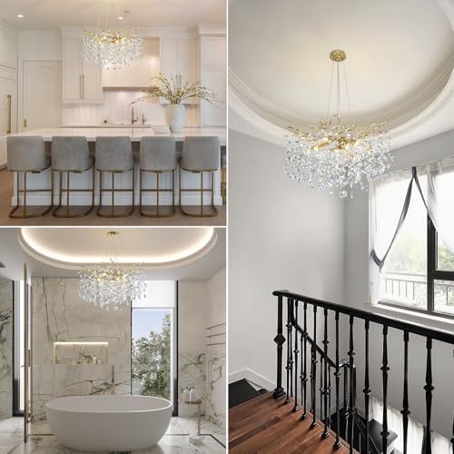 Modern Gold Crystal Chandelier with 10 Lights 30 Inch