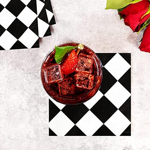 40pcs Black and White Checkered Race Car Napkins