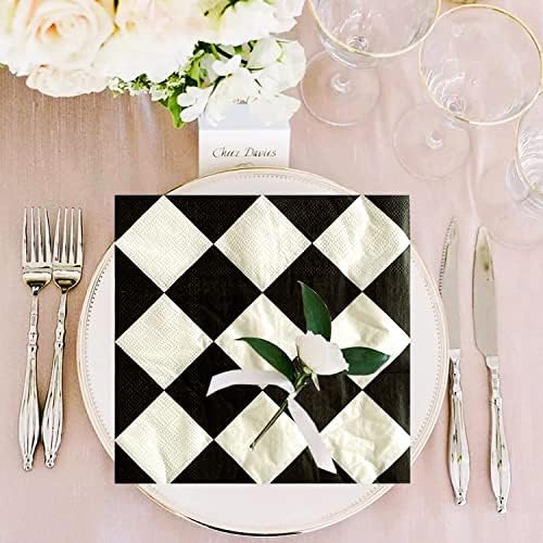 40pcs Black and White Checkered Race Car Napkins